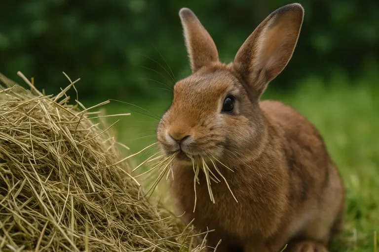 Belang van hooi in het dieet van konijnen